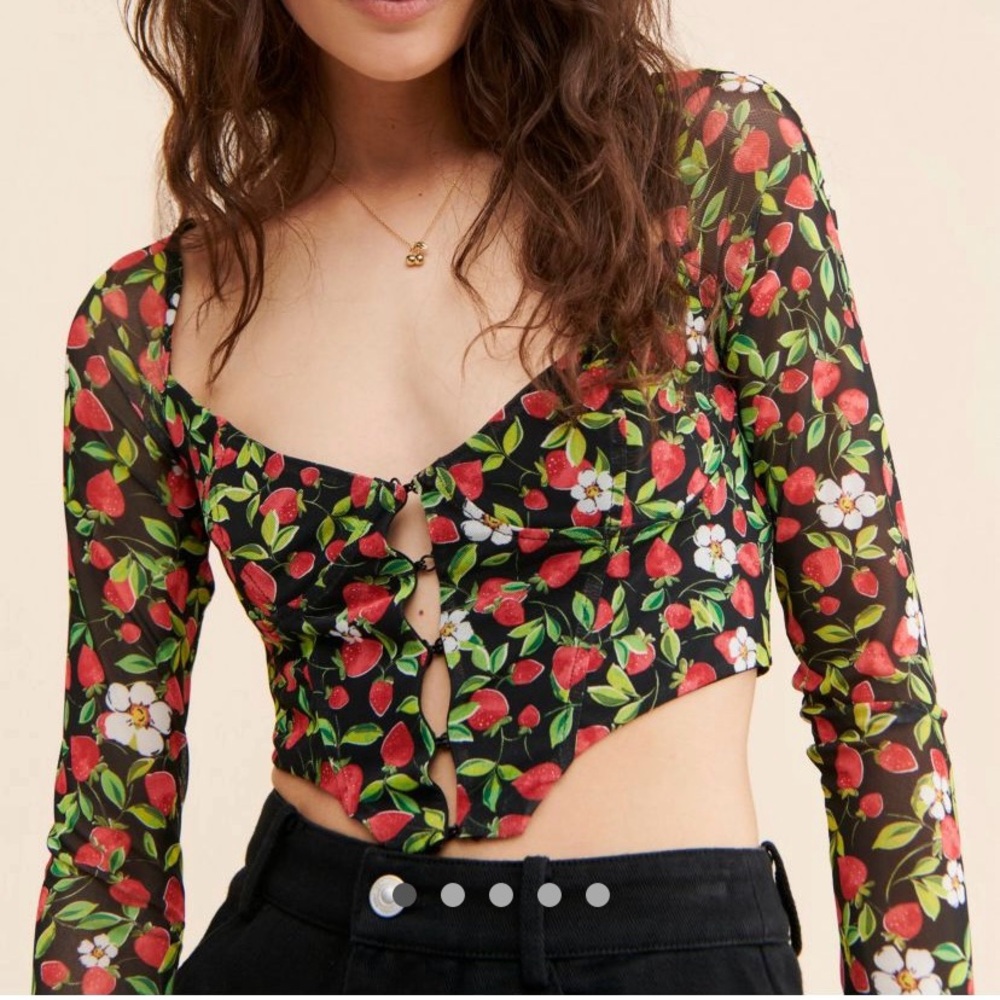Free People AFRM Strawberry Grecian Corset Top